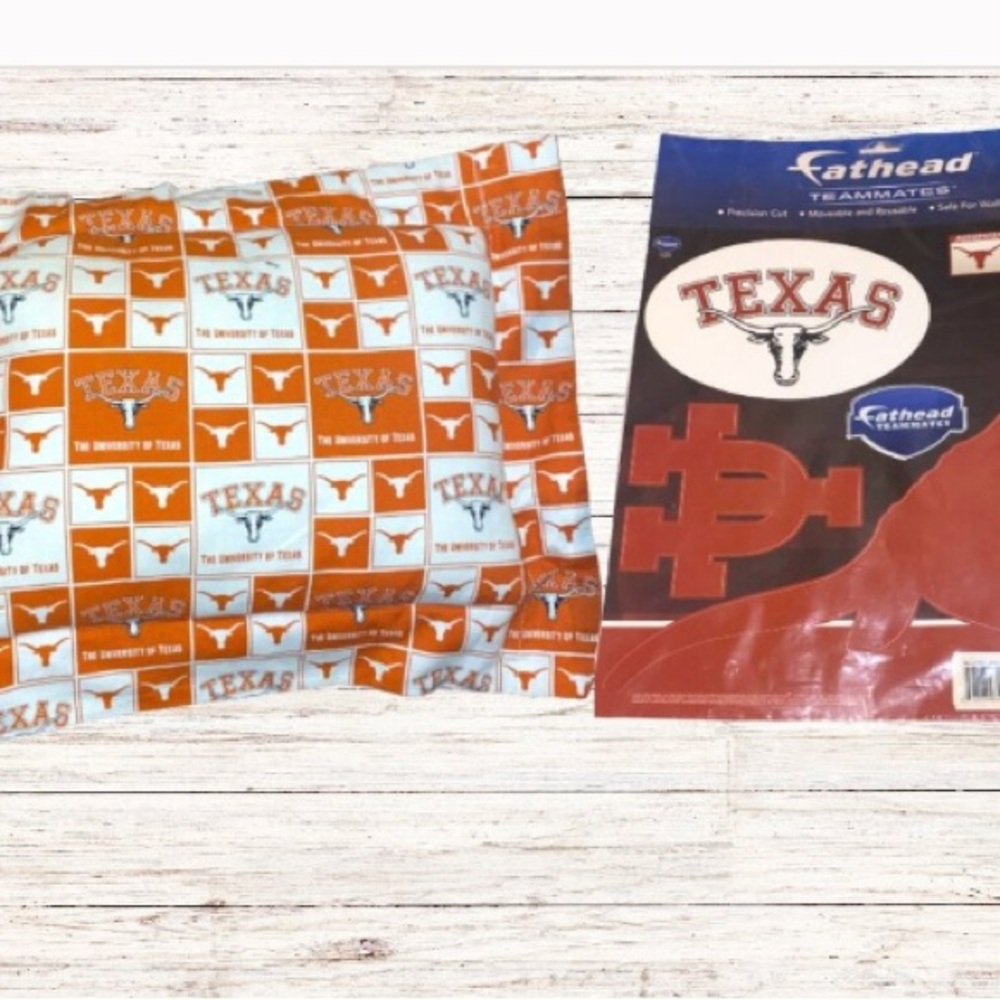 University of Texas Longhorns Pillow and Fathead UT Decals Bed Party College